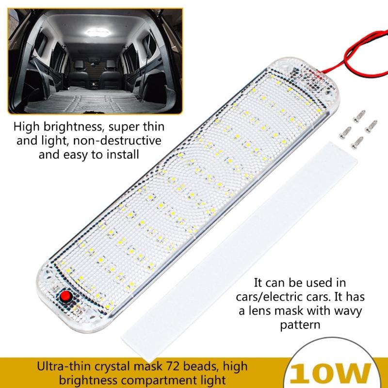 12V RV LED Panel Light, Length: 10'', 12-80Volt Interior Ceiling Dome Light with On/Off Switch,for RV Motorhomes