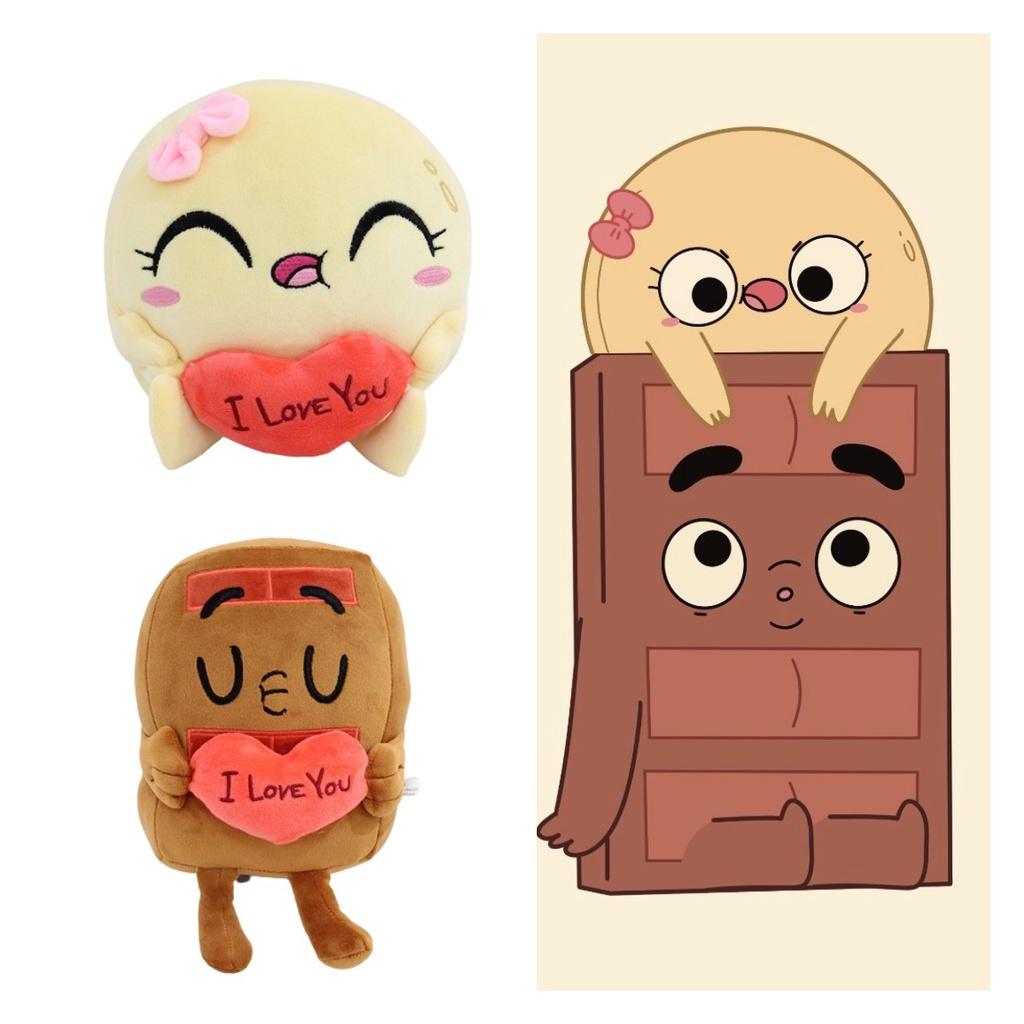 Choco And Pancake Plush Adorable Cartoon Characters In Crystal Super Soft Material