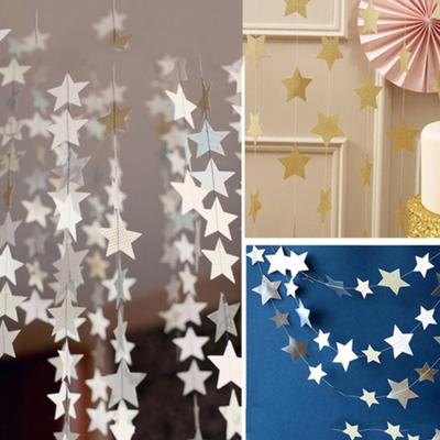 4m Romantic Stars Paper Garland Banner Bunting Wedding Baby Shower Party Decor