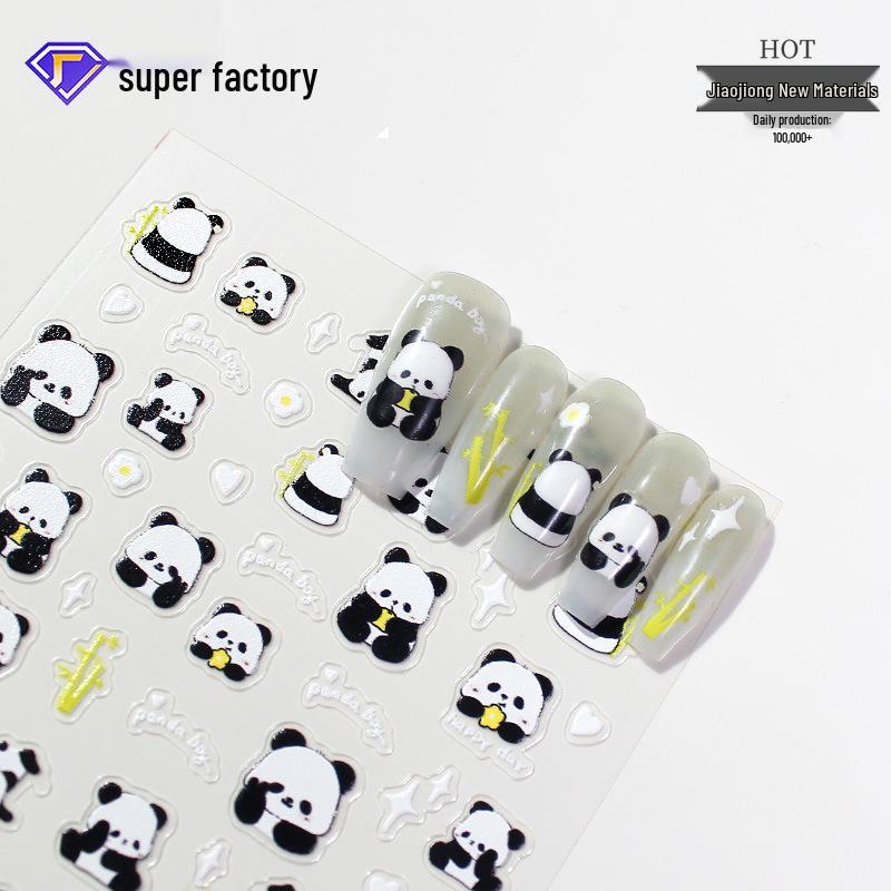 

Jiaolong 3D Bamboo Panda Nail Stickers - Cute Wearable Nail Art Patches