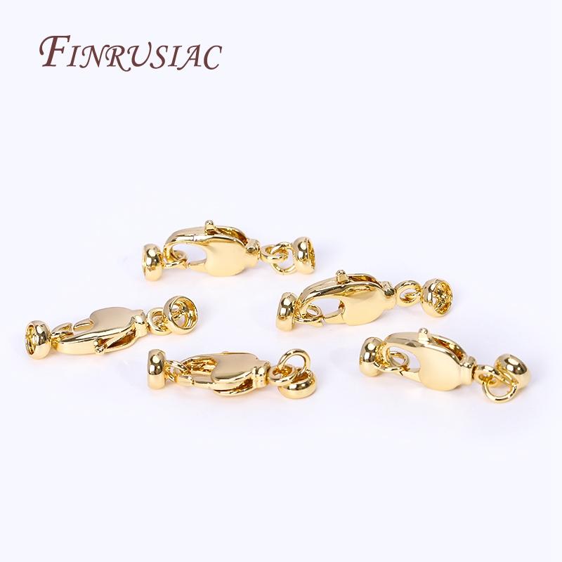 18K Gold Plated Brass Lobster Clasps For Jewelry Making,End Beads Cap Connector Clasps For DIY Necklace Bracelet Supplies