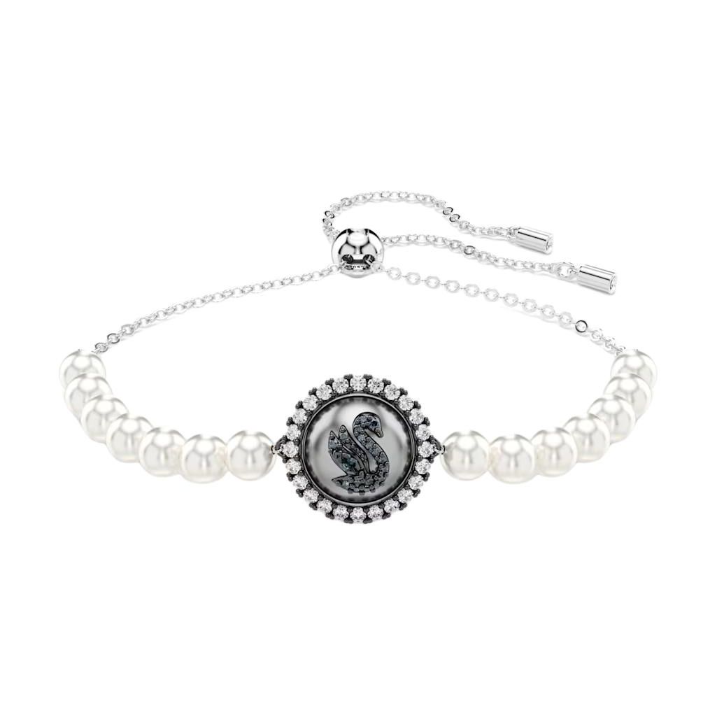 Swarovski Swan Design Cubic Zirconia Rhodium Plated Imitation Crystal Imitation Pearl Bracelet Women bracelet Gray 5680851 Box (Random Color)