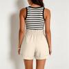 Womens Pants High Waist Shorts with Elastic Waistband and Button Closure Pants for Women Casual Loose Fit Shorts for Summer