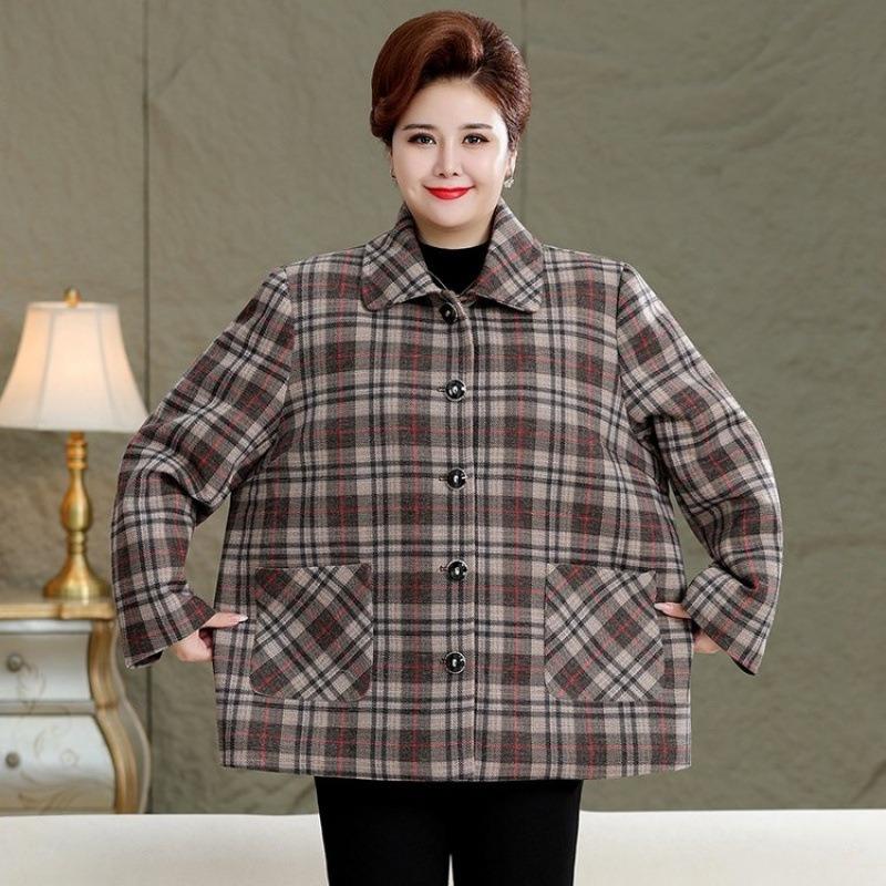 Women's clothing autumn and winter new cotton plaid jacket fattened large size 0kg loose thickened padded jacket