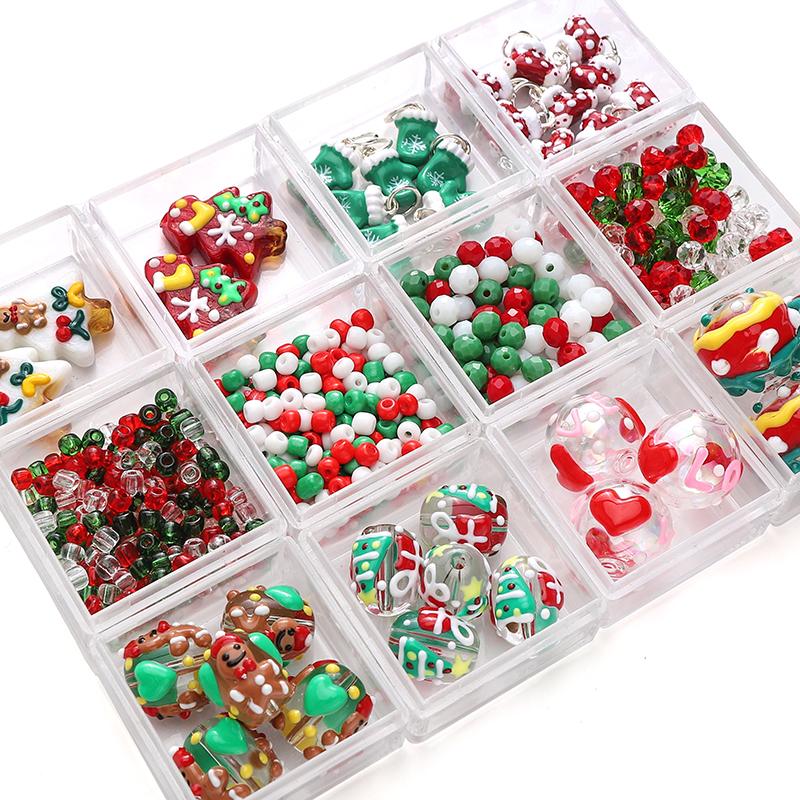 1pc/bag Christmas Series Glazed Colored Hand-Painted Beads DIY Bracelet Necklace Earrings Jewelry Accessories