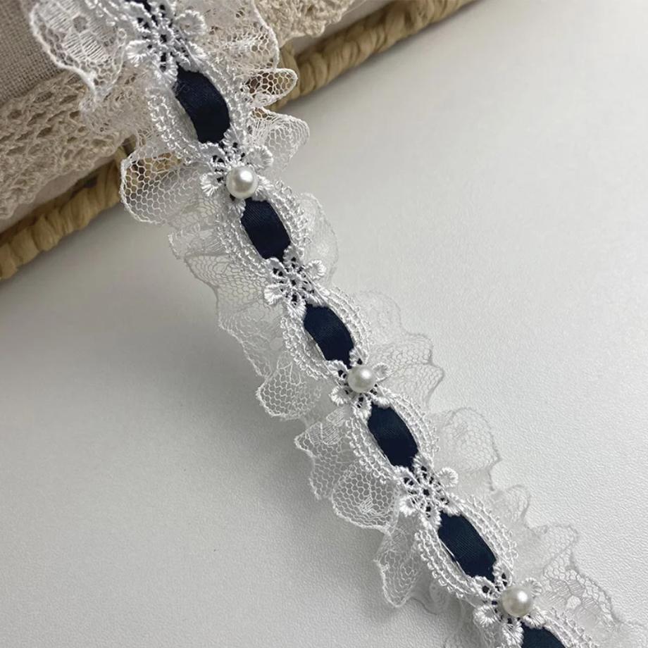 

1 ярд Лоліта Мереживо Поліхромний Бант Плісована Стрічка Мереживо DlY Аксесуари для Одягу Штори Аксесуари для Домашнього Декору чорний