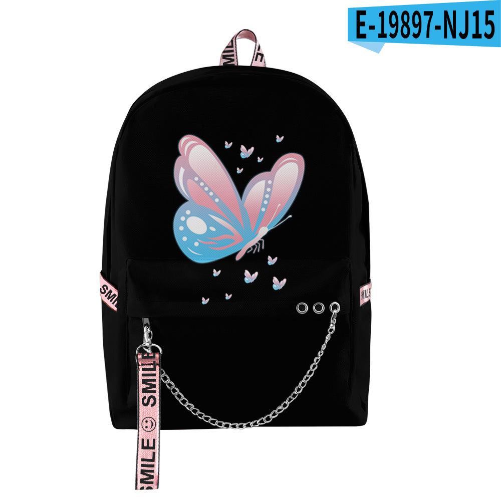 Cartoon Youthful School Bags Unisex Funny Butterfly Travel Bags 3D Print Oxford Waterproof Notebook Shoulder Backpacks