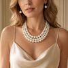 2Pcs/Set Women Jewelry Gift, Three-Layer Imitation Pearl Choker Necklace And Hook Earrings, Adjustable Chain Length Necklace Earrings Set