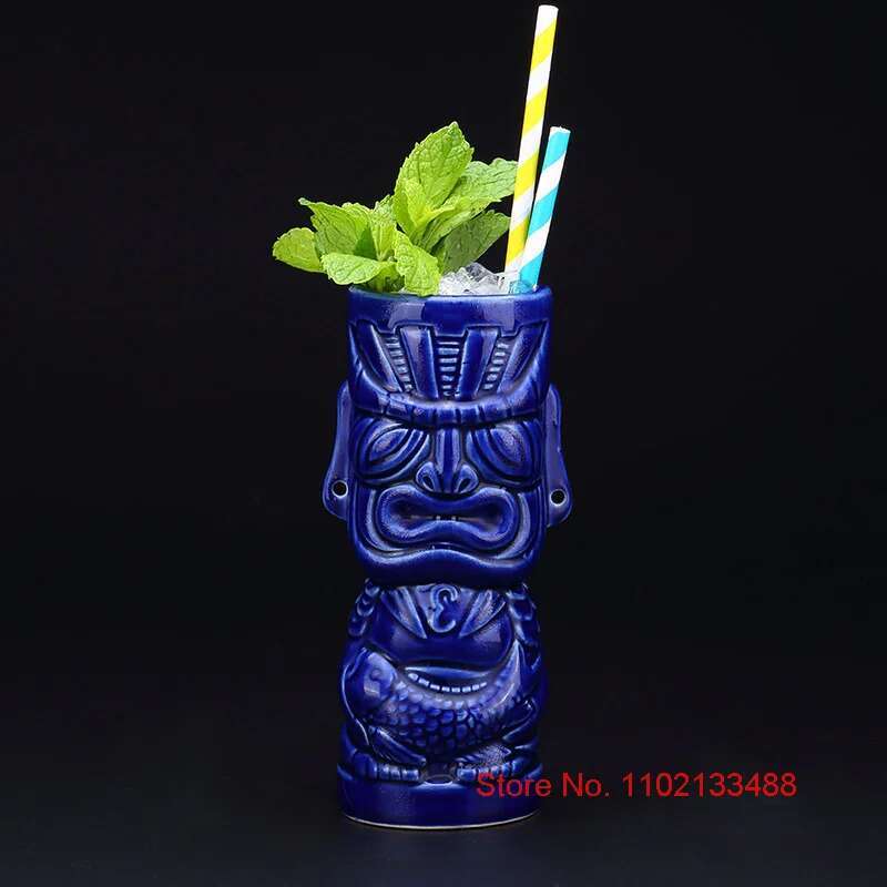 Tazza da Cocktail in Ceramica da 450ml Totem Tiki Mugs Decorazione Festa Tropicale Hawaiana Bar Utensili per Bere Tazza da Birra Bevande Ingrosso