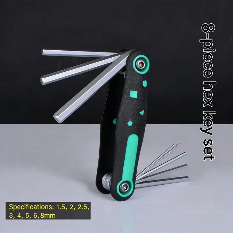Folding Hexagonal Wrench Set Chrome Vanadium Steel Portable Hexagonal Wrench Hexagonal Rod Wrench Multi Functional Tool