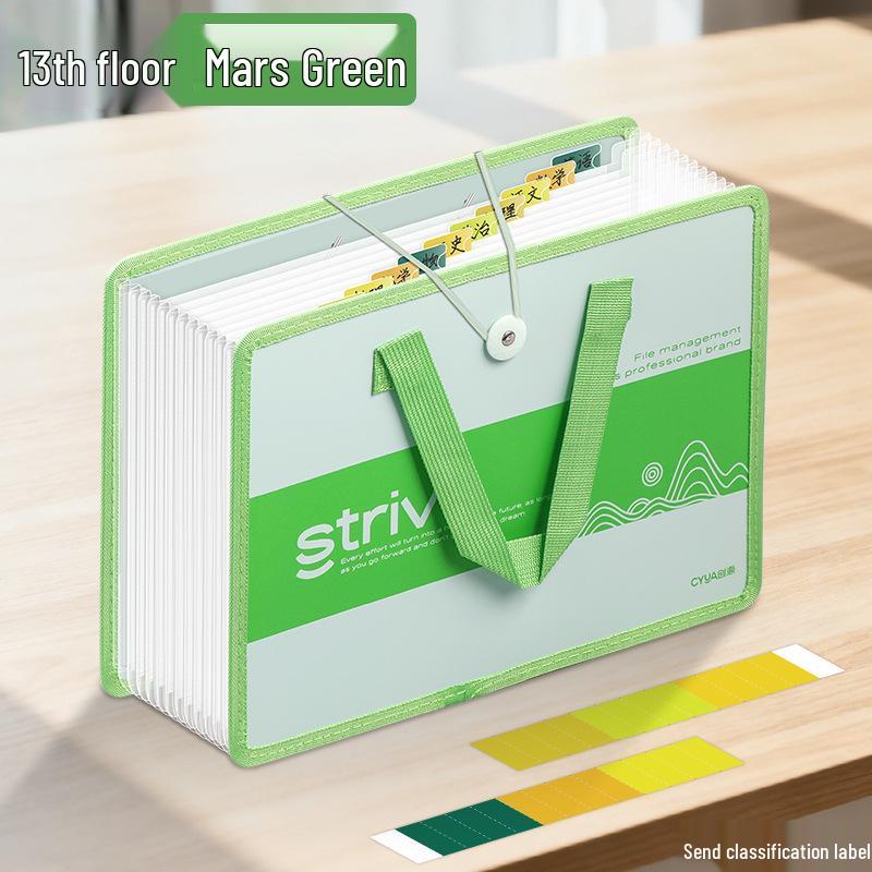 Good 5210 A4 Stand-up Accordion Folder - Multi-layer Handheld Storage Bag for Test Papers and School Supplies