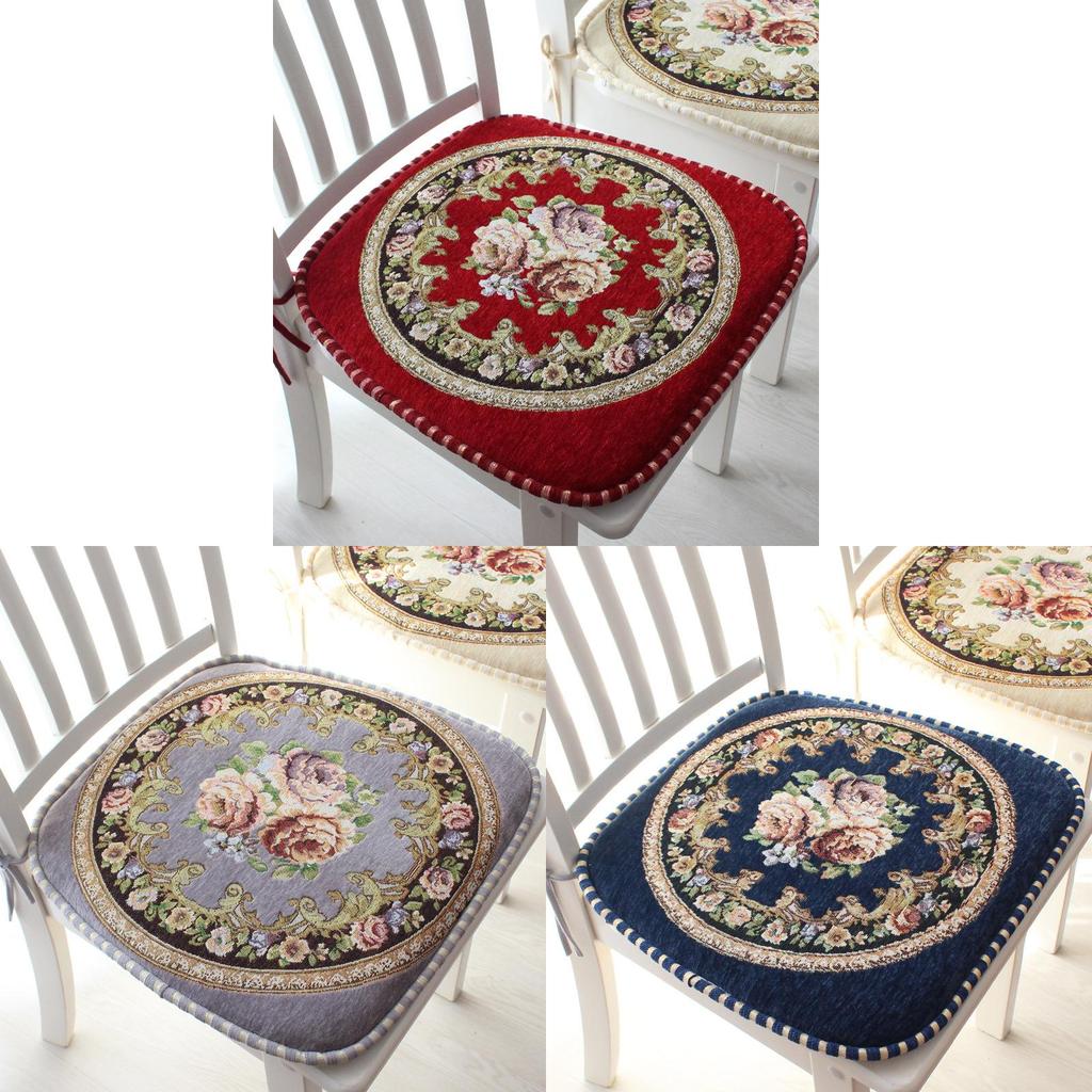 Chenille Non Slip Chair Cushion With Floral Pattern For Home Dining And Office