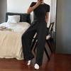 Women's Fall Two Piece  Outfits Long Sleeve Tops Tee Shirts Wide Leg Pants Sets