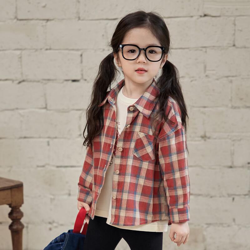 LUSON Baby Girl s Plaid Long Sleeve Shirt 100