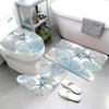 Seestern Muschel Koralle Strand Thema Badezimmer Teppich Set Nautisch Küste Unterwasser Kreatur Muster Duschvorleger Toilettenmatte Badewannen Deko