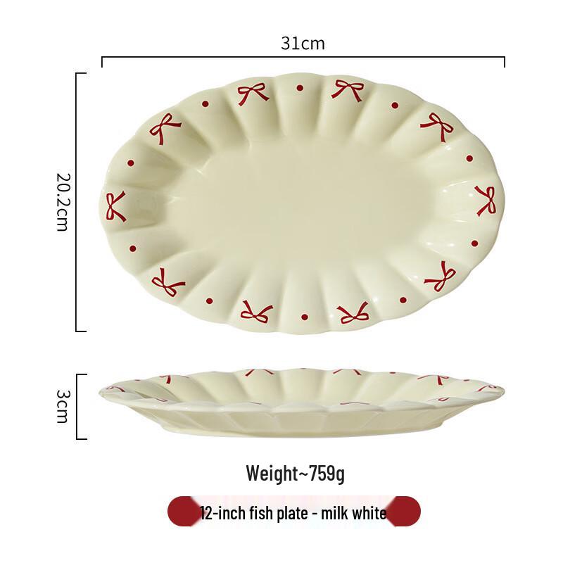 ZISIZ Ins Style Bowknot Ceramic Dinnerware