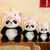 Panda Plush Toy Unicorn Hat Doll Stuffed Animal Cartoon Decor Pp Cotton Gift