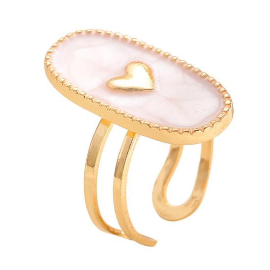 Finger Ring Oval Design Adjustable Opening Enamel Process Women Ring Multi-Symbol Design Hearts Stars Moons Pattern