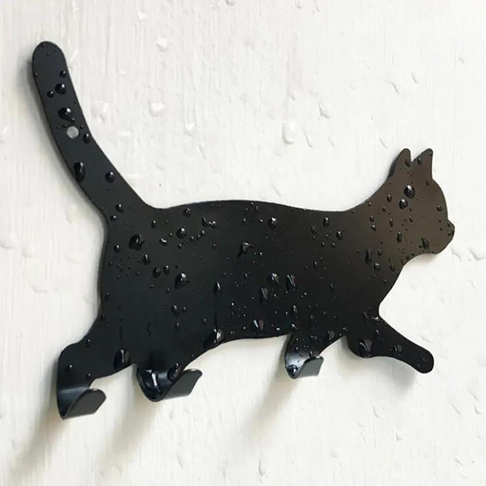 Kitchen Wall Door Metal Hook Key Hanger Cat Tail Shaped Decorative Holder Clothes Storage Rack Seamless Hook Tool Accessories