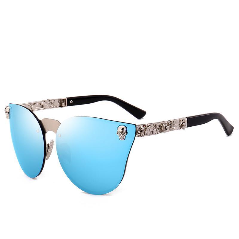 Vintage Rimless Cat Eye Sunglasses Women Men Luxury Designer Sun Glass Mirror Coating Relief Skeleton