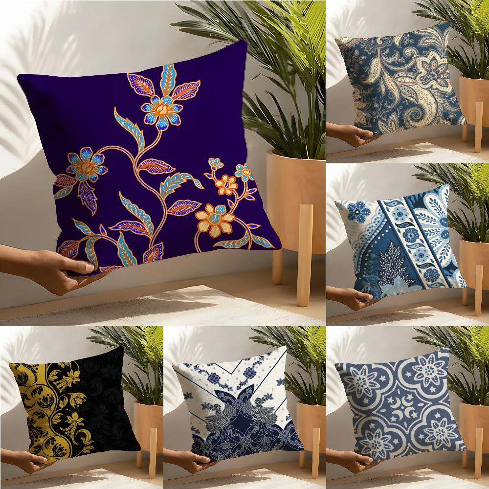 Classic Batik Printing 1 Pillow Case Linen Cushion Covers For Decorative Sofa Home Pillows Case Car Chair Pillows Cases