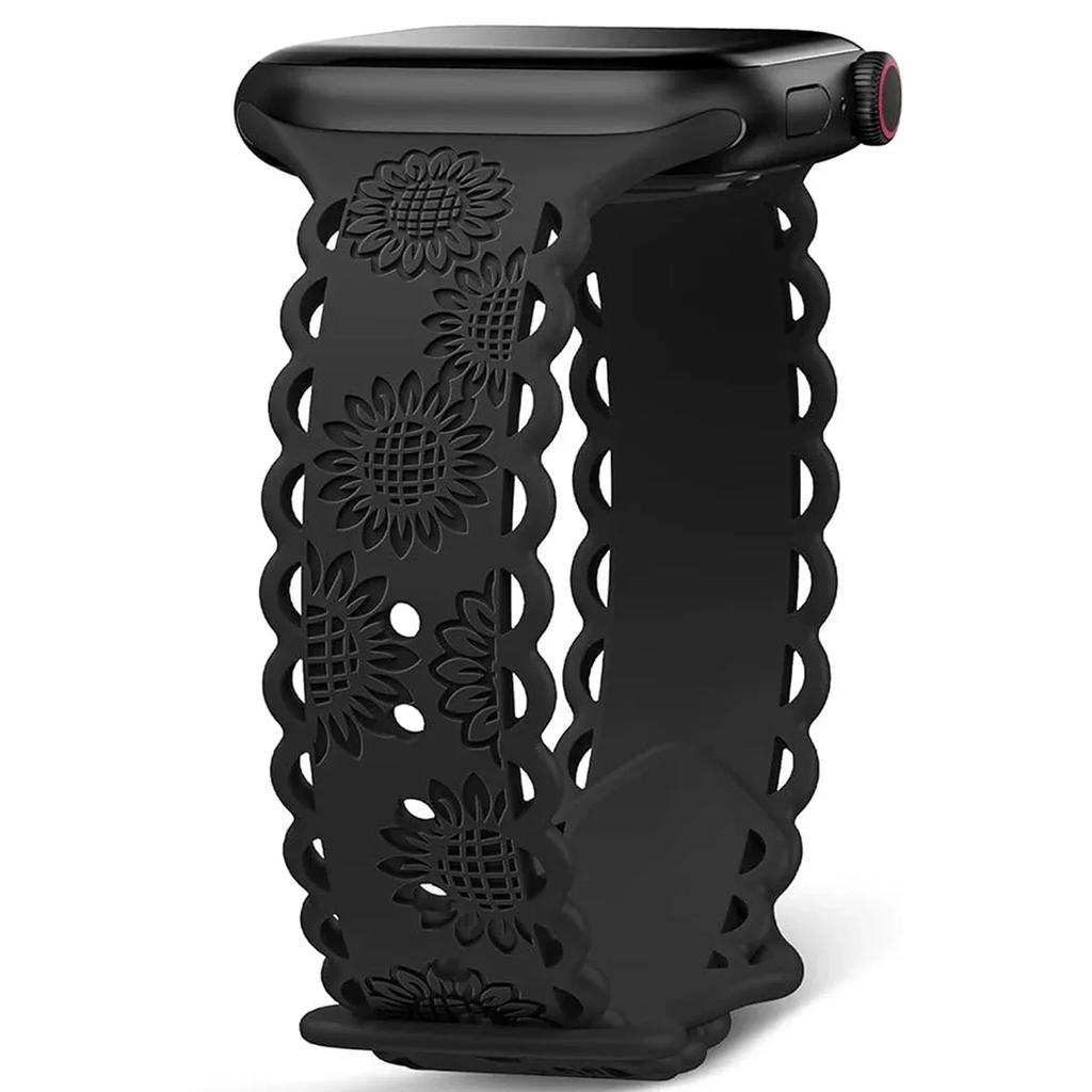 Y2k Trendiges Rosen-Relief-Silikonarmband für Apple Watch 10 9 8 7 6 5 4 3 2 Armband 44mm 45mm 46mm 49mm 42mm 40mm Uhrenarmband