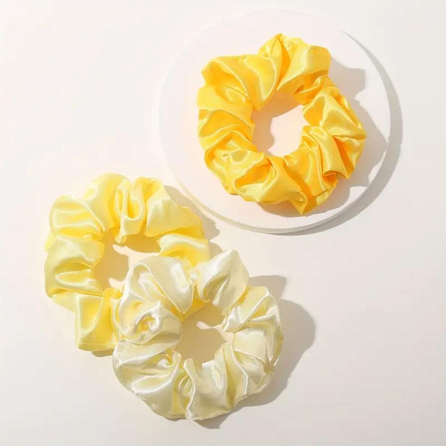 Европейские и американские однотонные атласные резинки для волос - Высокоэластичные аксессуары для волос жёлтый