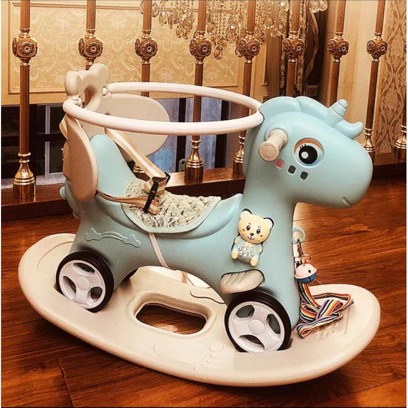 Wooden Infant Rocking Horse: Multi-Purpose Ride-On Toy for Boys & Girls – Ideal First Birthday Gift