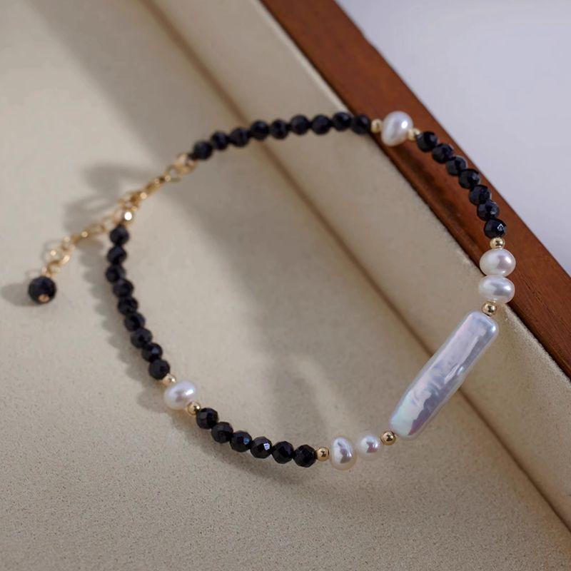 New Arrival Elegant Natural Baroque Freshwater Pearl & Black Crystal 14K Gold Filled Female  Set For Necklace Bracelet