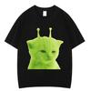 T-shirts Meme Chat Drôle Unisexe Unisexe Casual Coton Vintage T-shirt Mode Manches Courtes Surdimensionné Harajuku T-shirts Streetwear