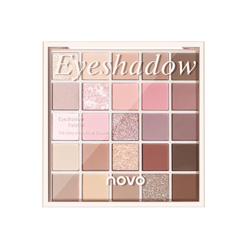 NOVO 25-Color Macaron Eyeshadow Palette: Versatile Earth Tones, Pearlescent Matte, Blush & Contour All-in-One