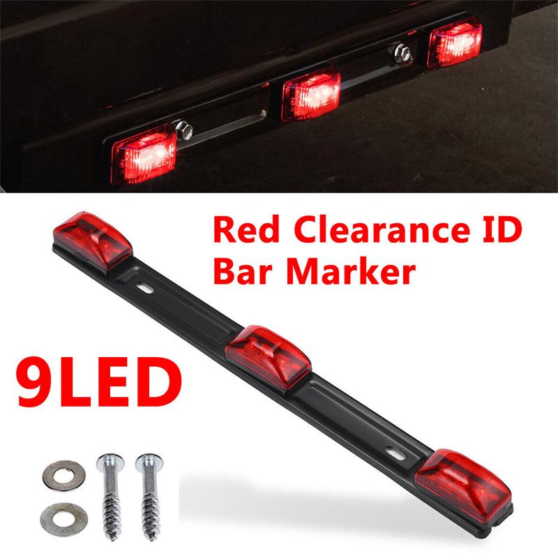 

15Inch Red Trailer Light Bar 3 Light 9Led Clearance Id Bar Marker Tail Light For Truck Trailer Boat Identification Light
