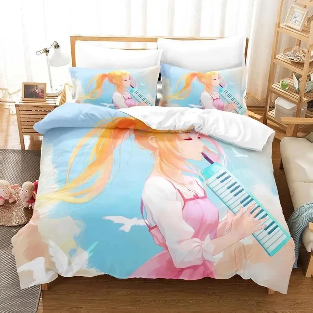 Comfortable Anime Print Duvet Cover Set With Duvet Cover And Pillowcases King Queen Twin Sizes For All Ages