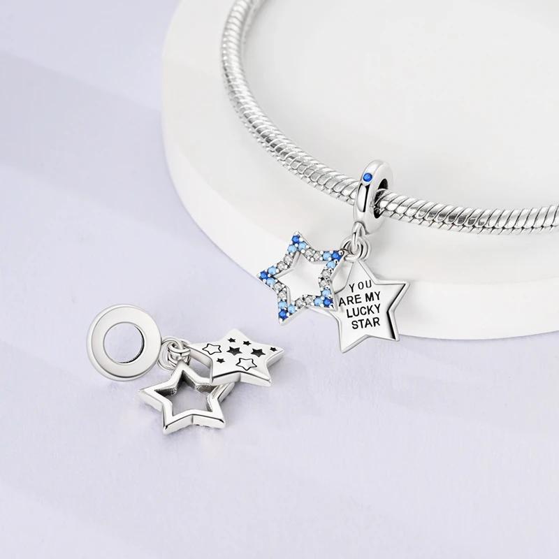 Charms Coppermysterious Starry Sky Lucky Star Beads Fit Charms Plataoriginal Bracelet Women Jewellery Making Gifts