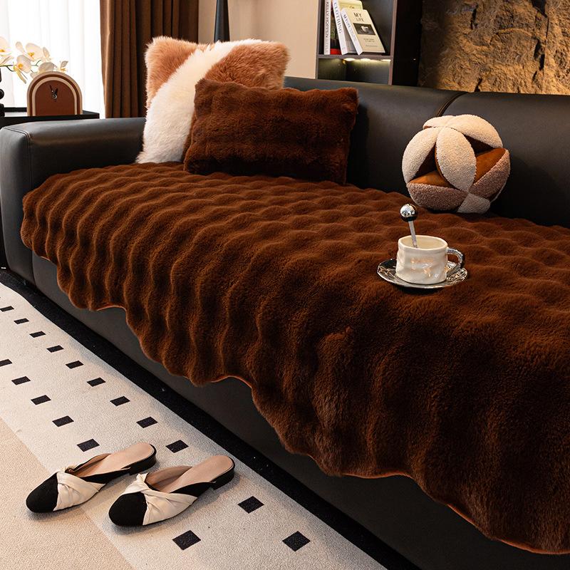 Special-Shaped Irregular Sofa Cushion Autumn And Winter Thickened Plush Straight-Breasted Leather Sofa Seat Cushion  New High-End Cover Cloth