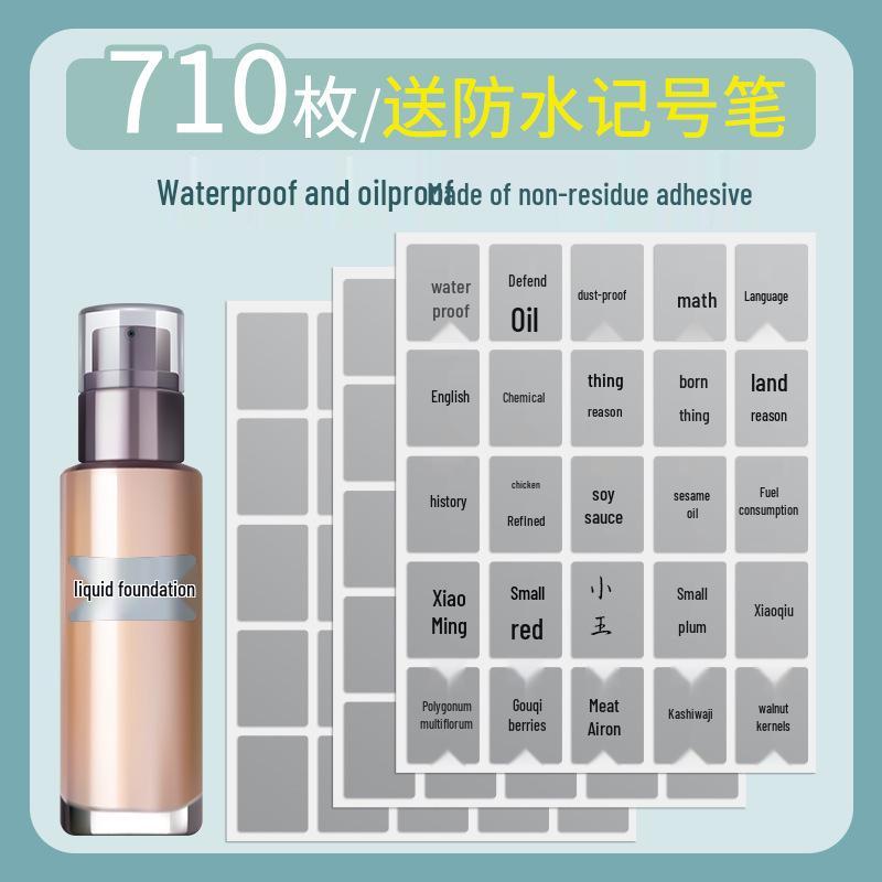 Large Waterproof Silver Kitchen Labels for Handwritten Marking and Storage Organization