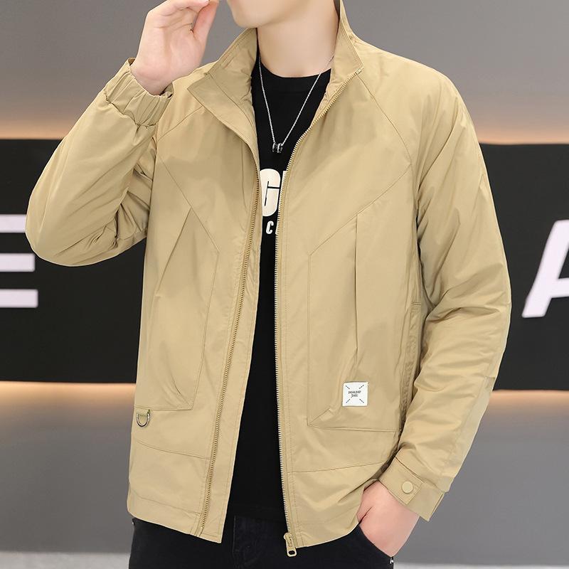 

Men S Light Luxury Jacket Jacket Spring And Autumn Korean Version Washed Regular Jacket Casual Ruffian Handsome Top Trendy Brand M (recommended weight 90-55 kg) хаки