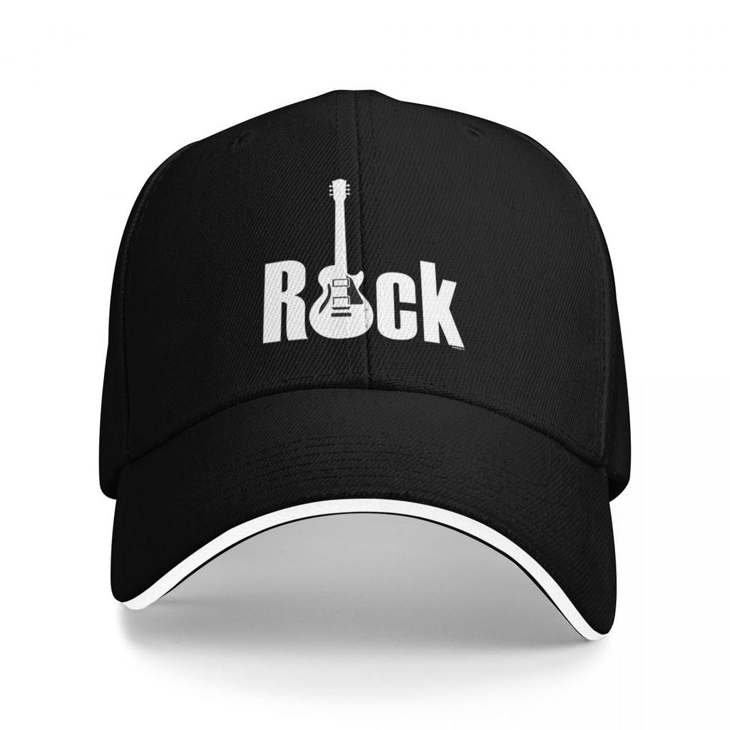 Rock Logo With Guitar Baseball Caps Snapback Baseball Hats Breathable Casual Casquette Outdoor Unisex