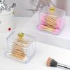1pc Dispenser For Swab, Clear Plastic Apothecary Jar, Bathroom Canister Storage Box, Vanity Makeup Organizer With Lids