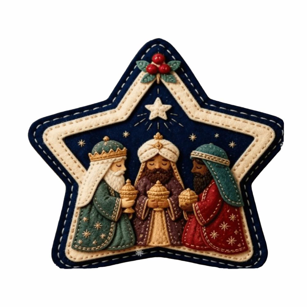 Unique Star Shape Nativity Scene Felt Pendant Home Decor Cartoon Jesus Hanging Ornament Xmas Tree Christmas Tree Ornament Home
