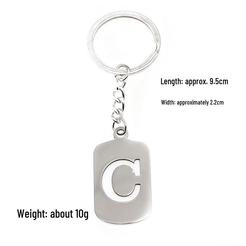 Pendentif Porte-clés 26 Lettres en Acier Inoxydable Creux - Polyvalent pour Sac à Dos, Voiture, Plaque Militaire