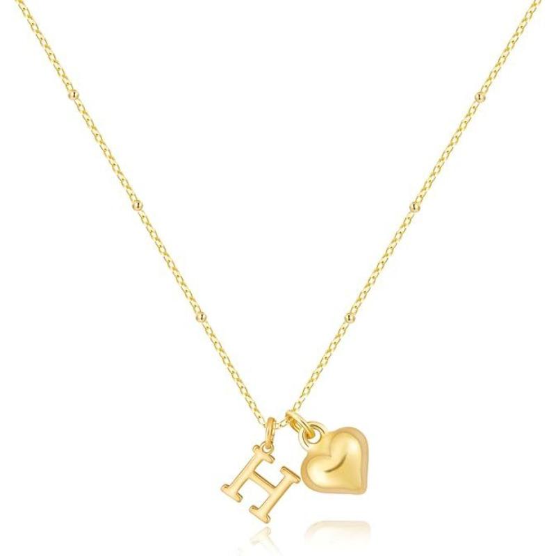 Fashion Luxurious Style 26 Letter Heart Necklace - Gold Plated - Simple and Versatile Women's Necklace