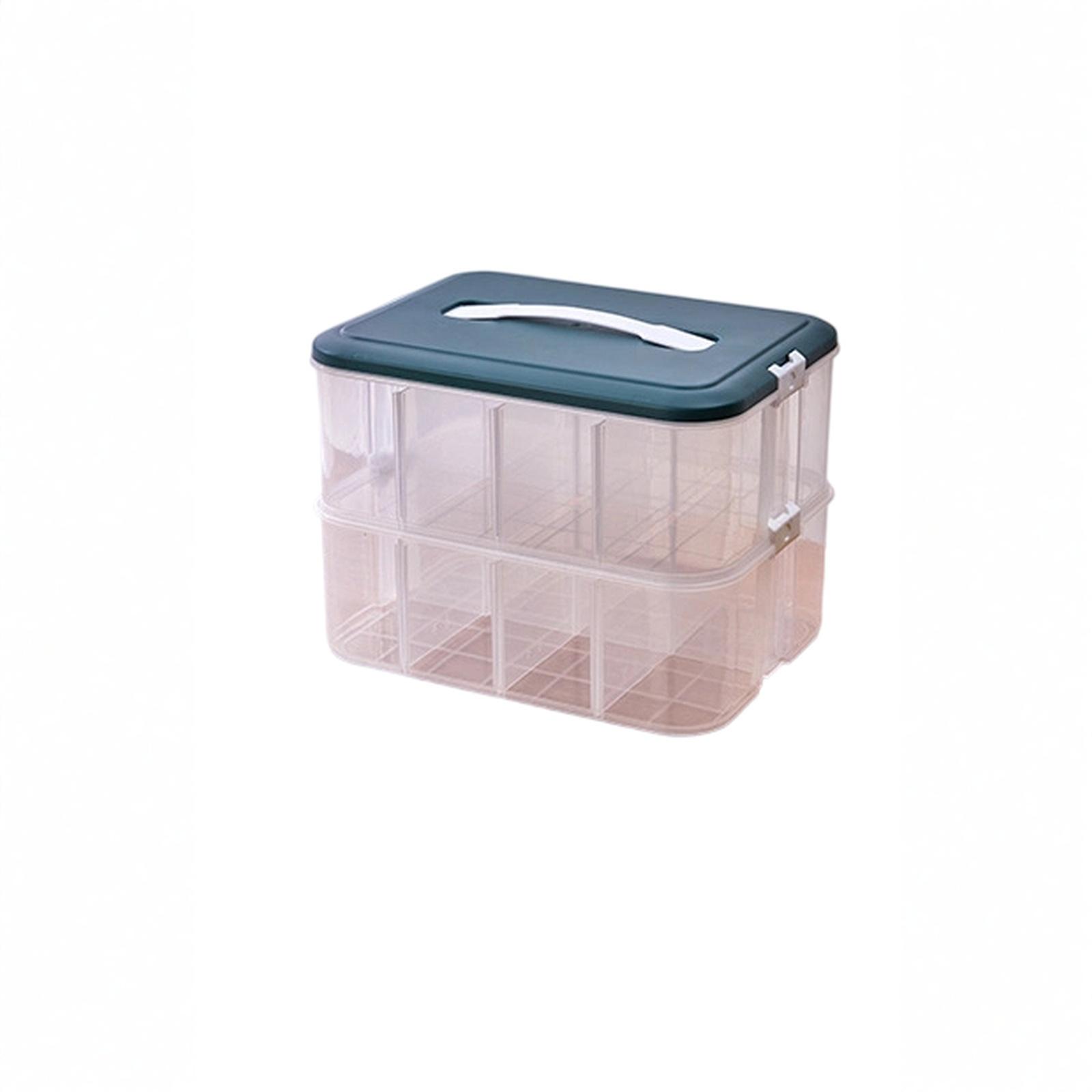 

Large Transparent Storage Box with Dividers for Small Items Adjustable Compartments Stackable Organizer with Handle and Secure Lid for Home and Office one size зелёный