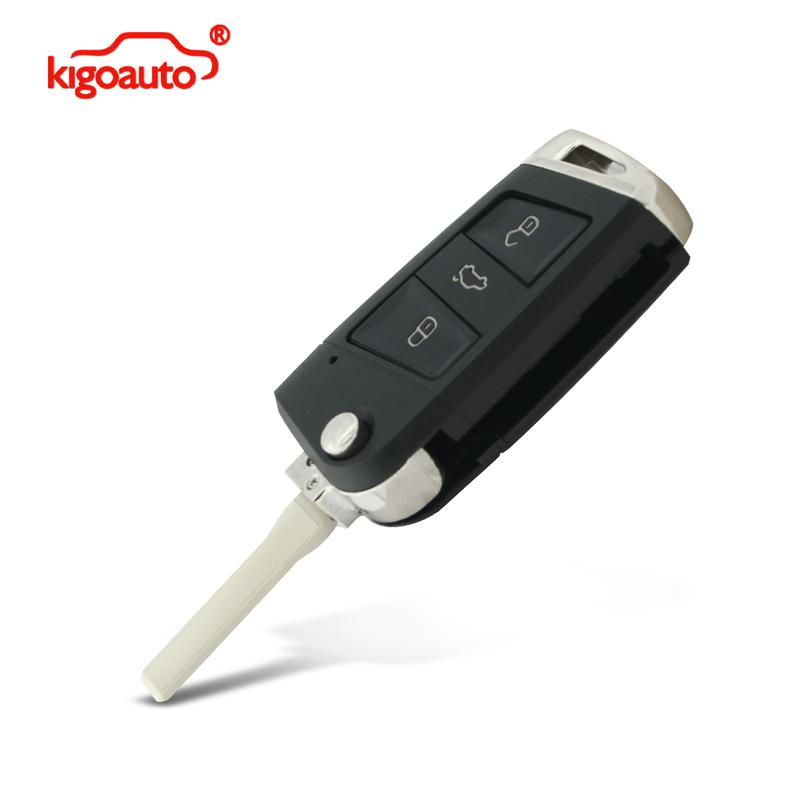 Kigoauto 5G0 959 753 AB Flip Remote Key Shell 3 Button HU162 / HU66 for VW Golf 7 2013 2014
