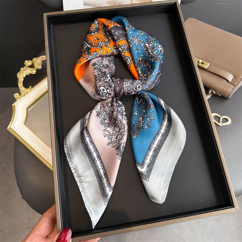 2026 New Floral Printed Square Scarf for Women Soft Lightweight Scarf Headbands Fashion Bag Tie Ribbon Hair Bands Bandana