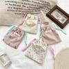 New Corduroy Floral Drawstring Bag Women Cosmetic Bag Handbag Key Headphone Organizer Portable Jewelry Dust Bag Drawstring Bags