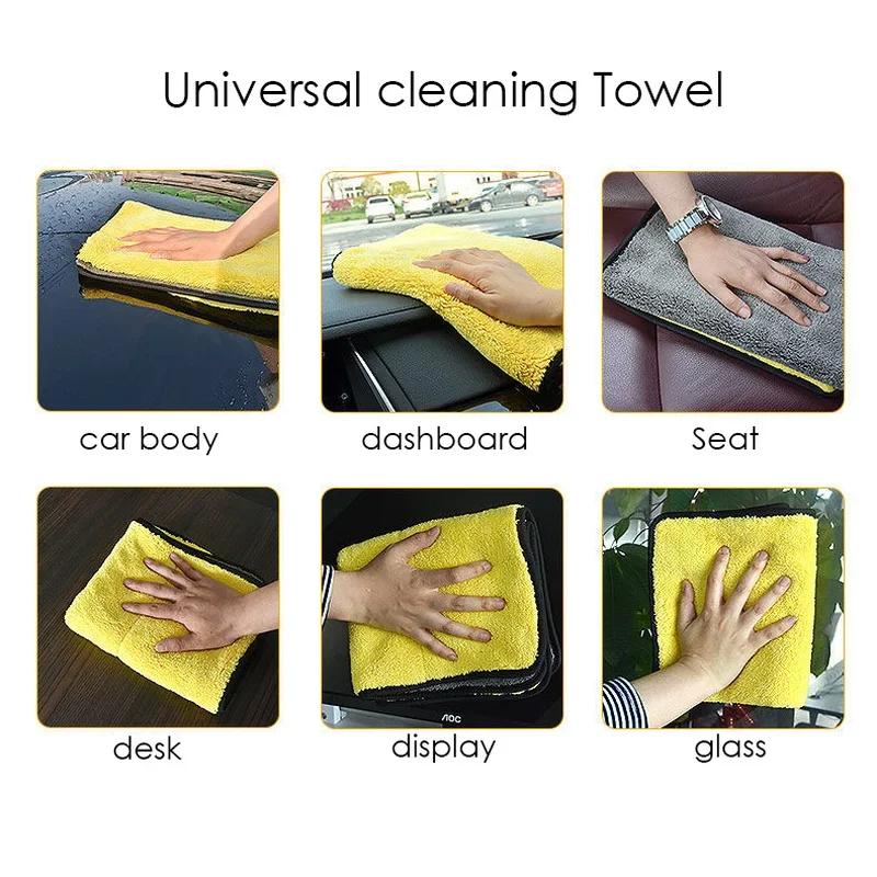 Microfiber Cars Cleaning Towel Thicken Soft Drying Cloth Double Layer Clean Rags Auto Body Detailing Washing Towels 30/40/60Cm