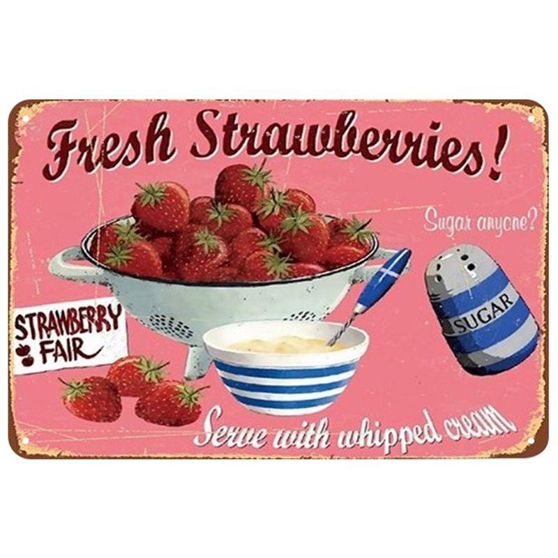 Fruit Bakery Dessert Metal Tin Signs Sweet Plaque Kitchen Wall Art Iron Painting Pub Plaque Club Bar Restaurant Decor Plate