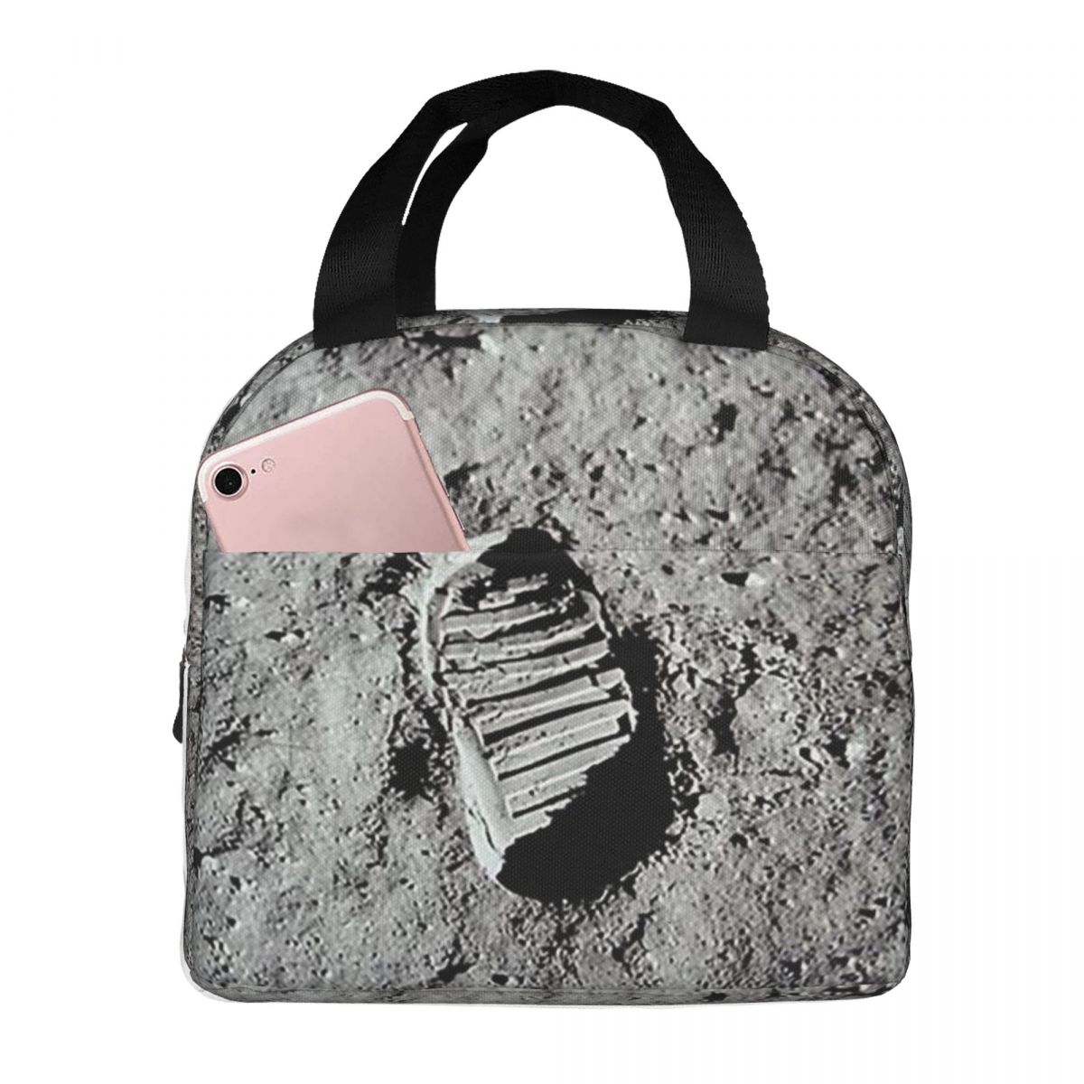 Footprint On The Moon By Buzz Aldrin Apollo Insulated Lunch Bag for Women Office Cooler Thermal Food Box Tote Lunch Boxes One Size