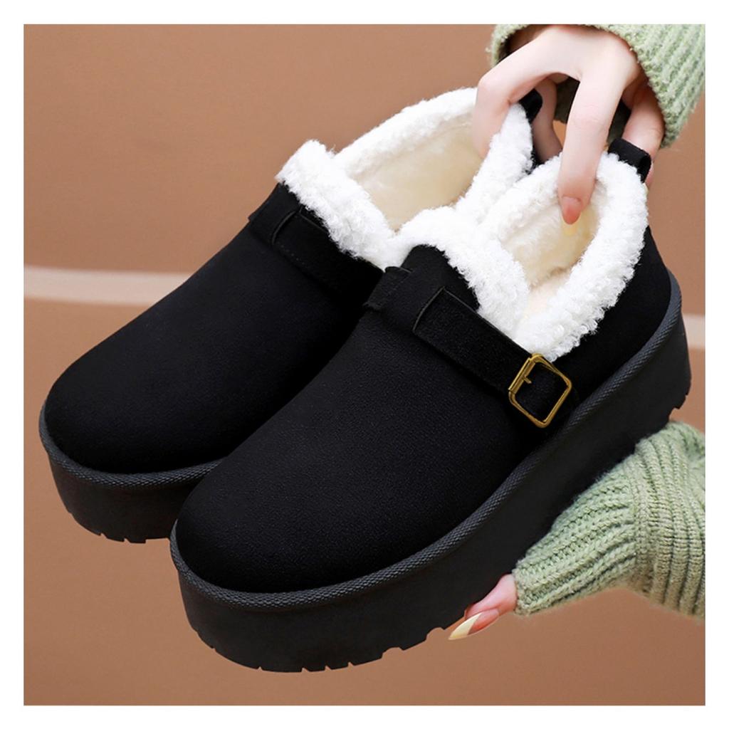 Damen Neue Winter Baumwollschuhe mit Plüsch und dicken Baumwollstiefeln, Damen Dicksohlige Vielseitige Schneestiefel